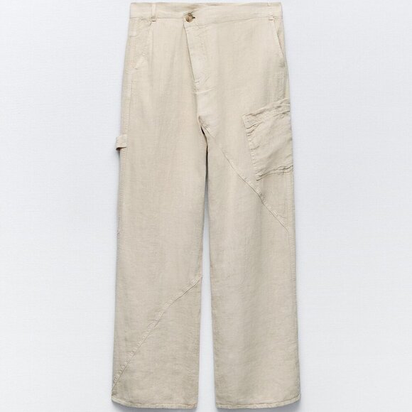 ZARA LINEN PANTS AND LINEN BOMBER JACKET SET - Picture 3 of 8